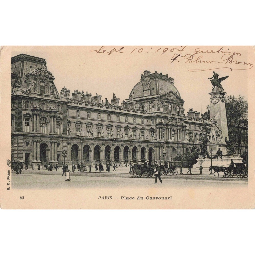 Paris France Place du Carrousel Louvre Gambetta Monument BF Paris 1904 Postcard - Picture 1 of 2